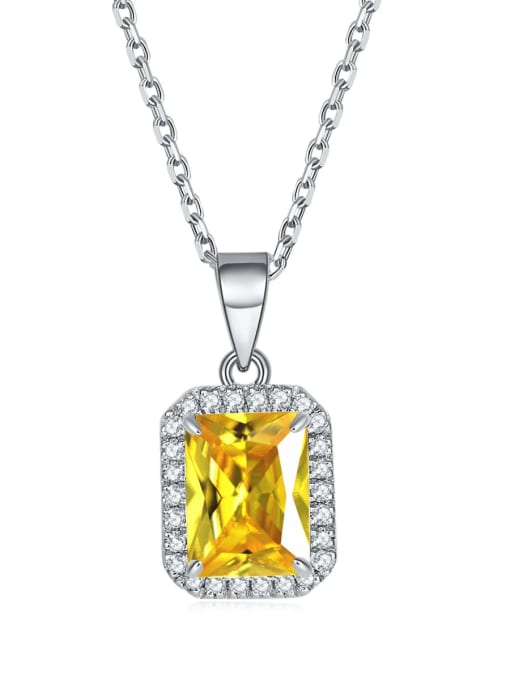 Golden [November] 925 Sterling Silver Birthstone Rectangle Dainty Necklace